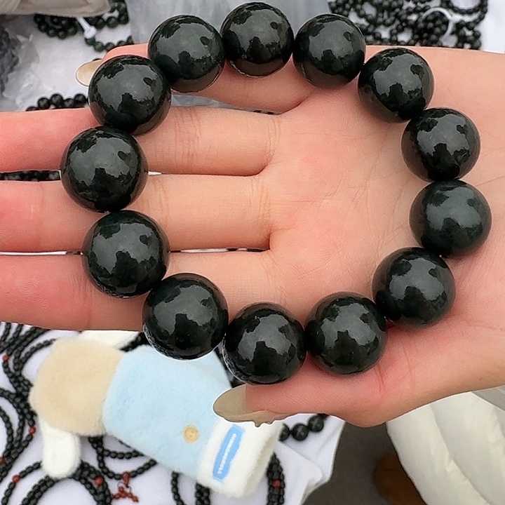 和田玉未镶嵌颈饰圆珠手串18+