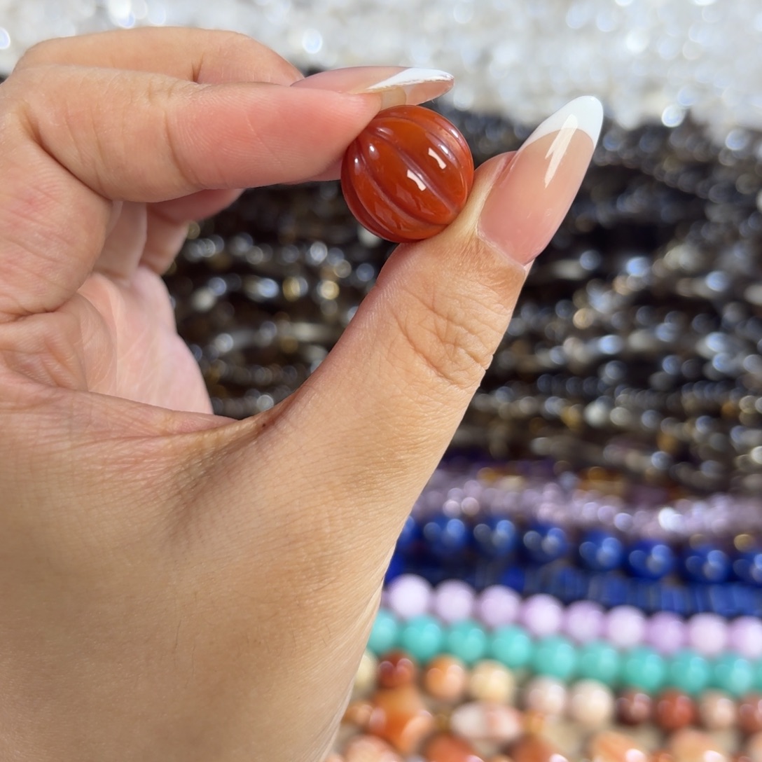 玛瑙/玉髓未镶嵌珠宝半成品南红南瓜珠卡15