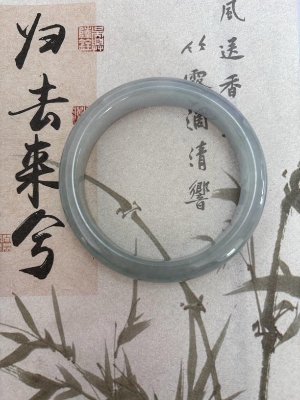 X595-五六加冰透宽胎缅甸翡翠手镯