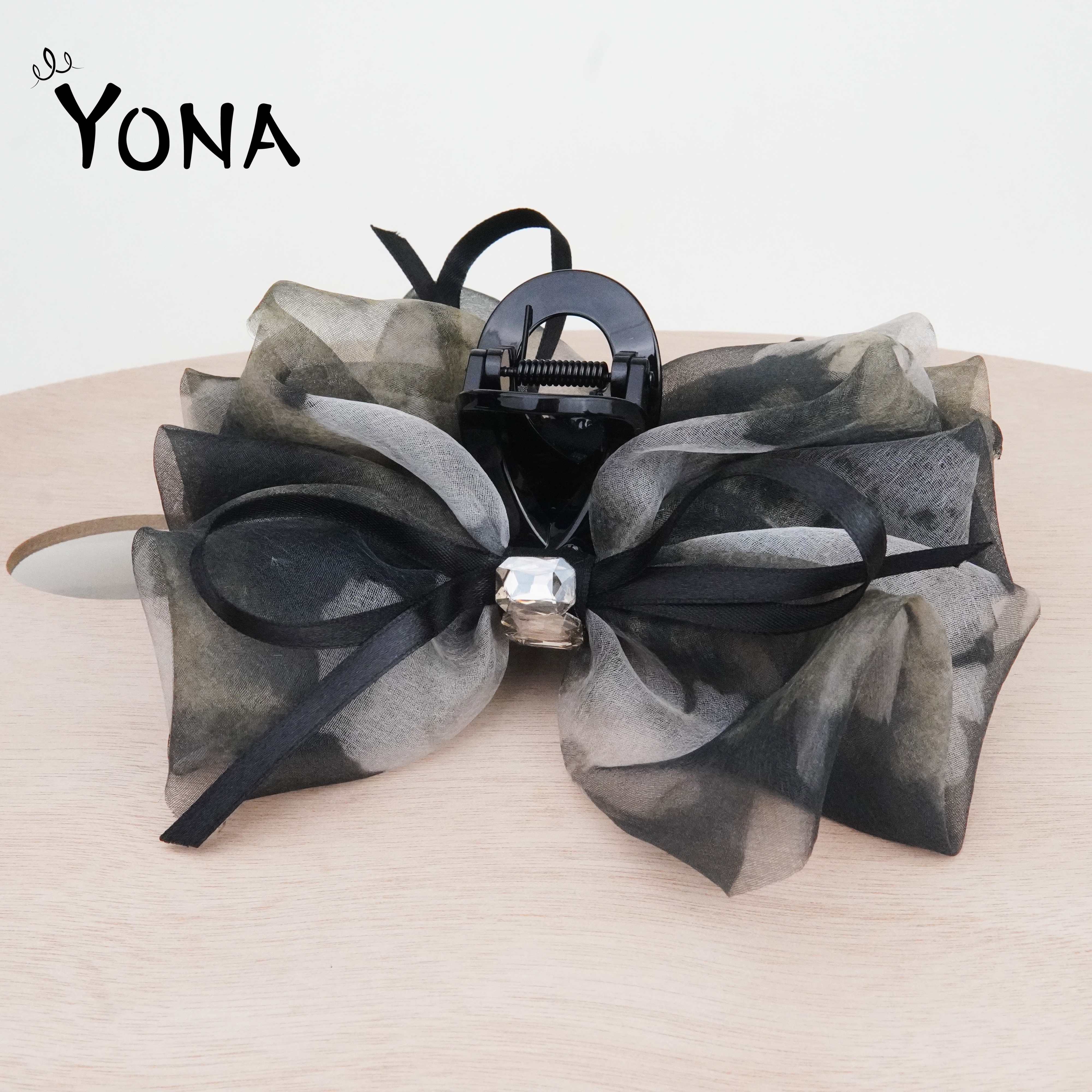 【ZJ007】春夏新款网纱国风蝴蝶结后脑勺盘发抓发饱满抓夹气质发夹