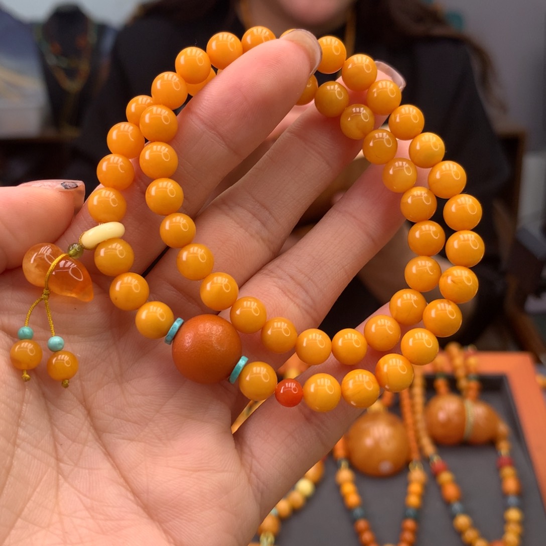 蜜蜡手串未镶嵌天然