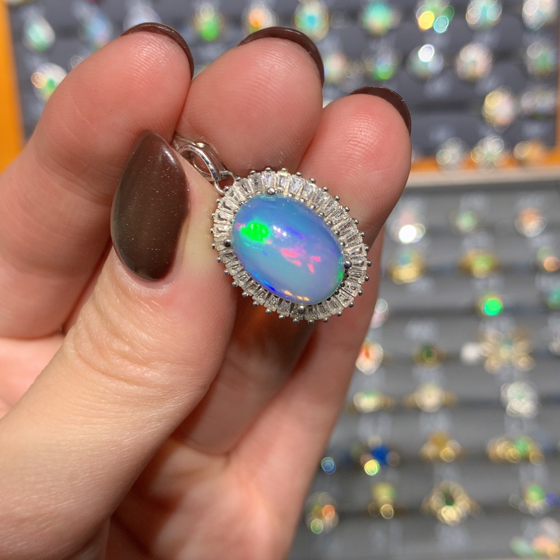 银S925镶嵌欧泊吊坠t