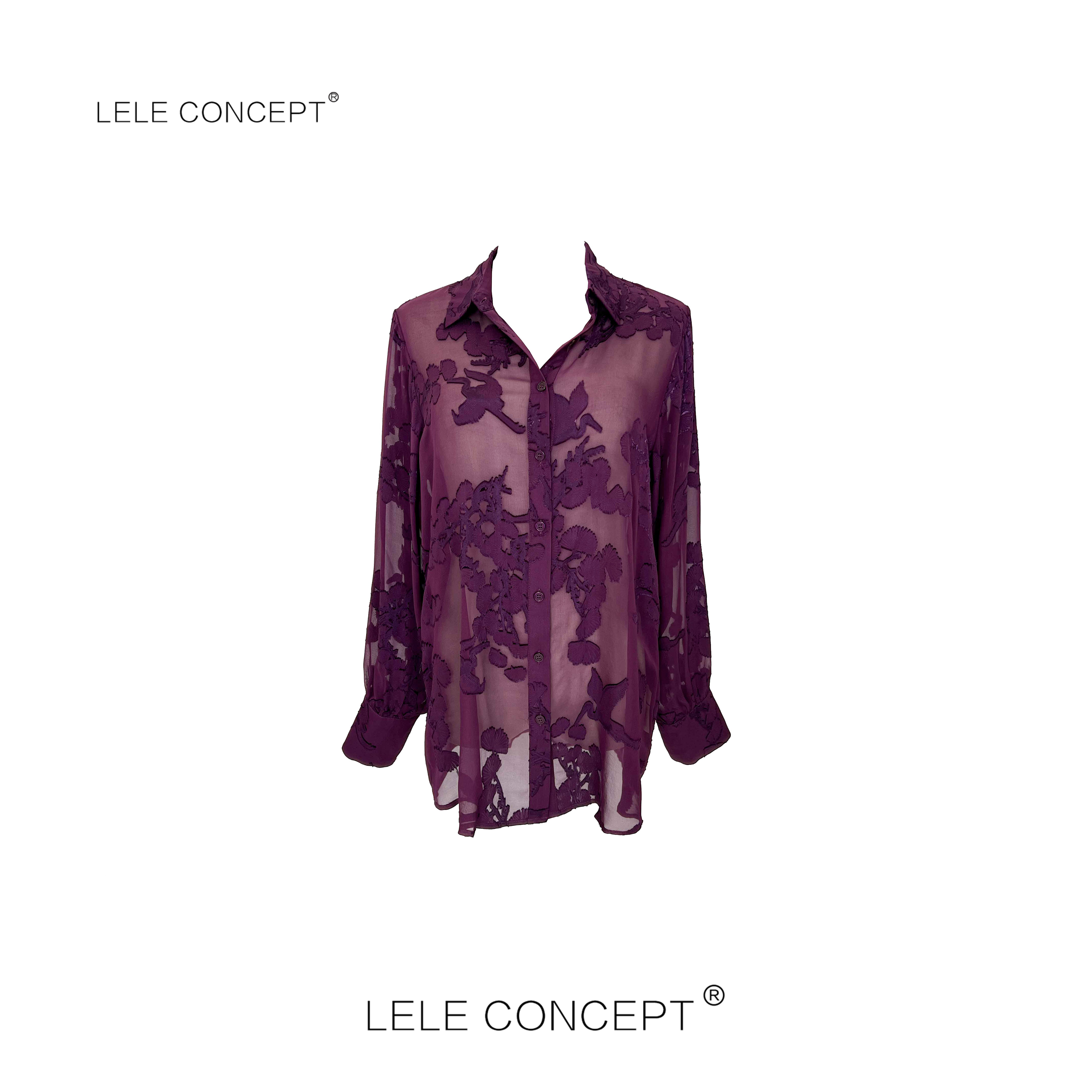 LELE CONCEPT丨【如一】半透净色花纹衬衫FC25C0090Y