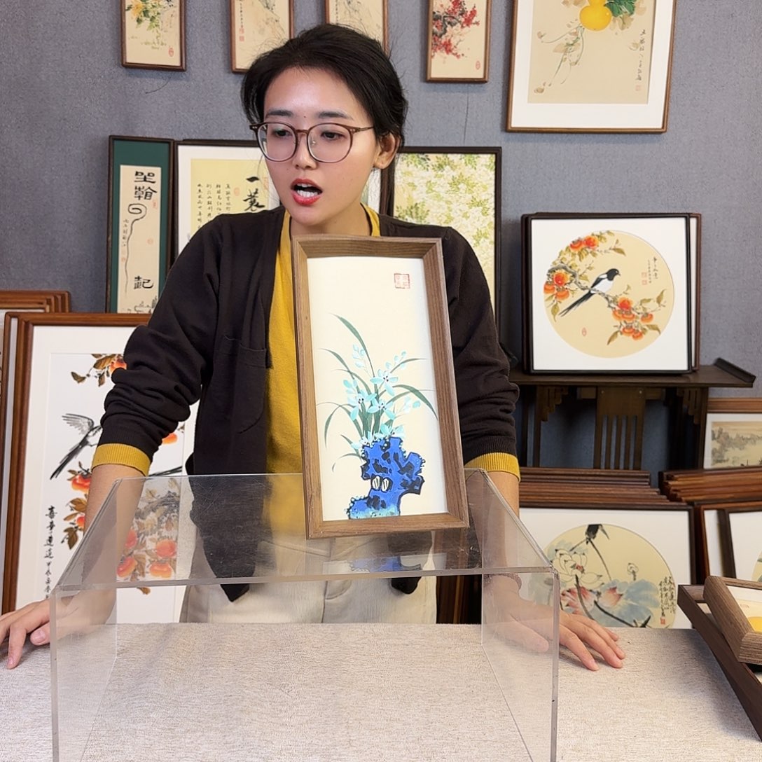 国画手绘带框尺寸：16*29