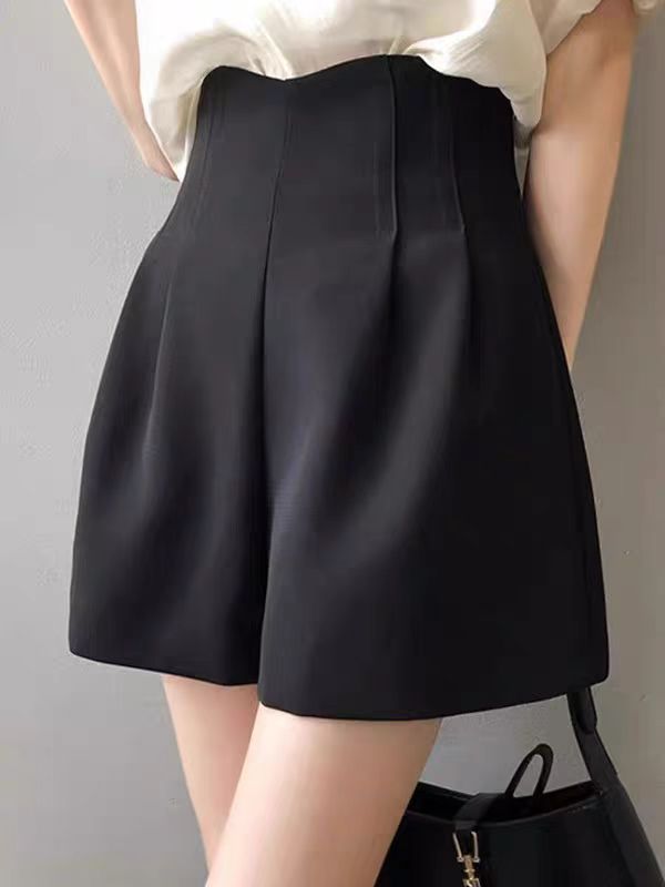 (61-120)西装宽松显瘦高腰短裤女夏季气质a字外穿阔腿裤休闲裤