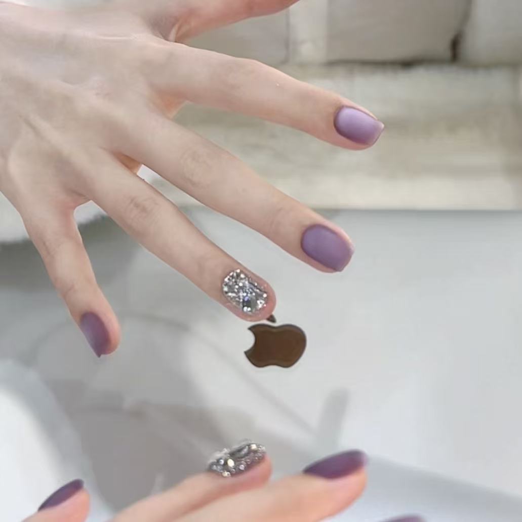 【紫磨砂】野世穿戴甲  纯手工美甲