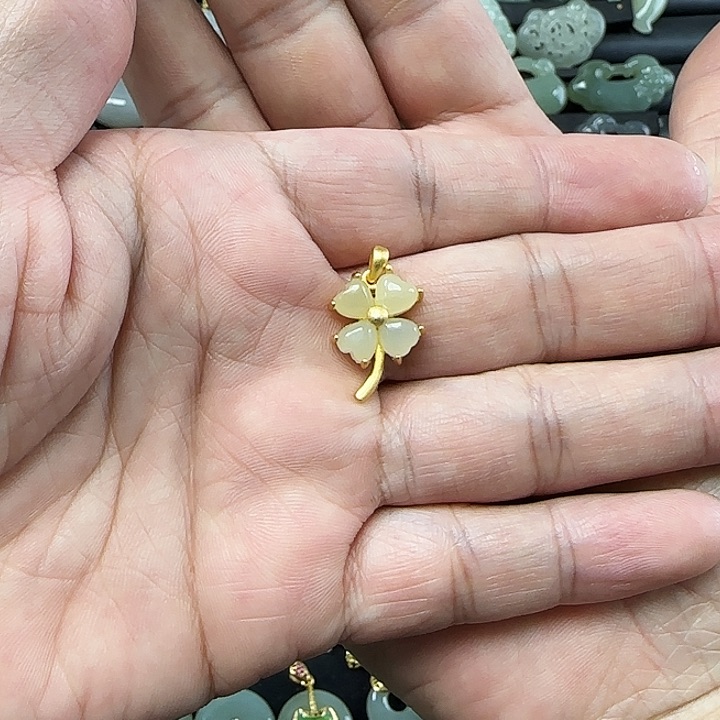 和田玉吊坠(不含链)银S925镶嵌