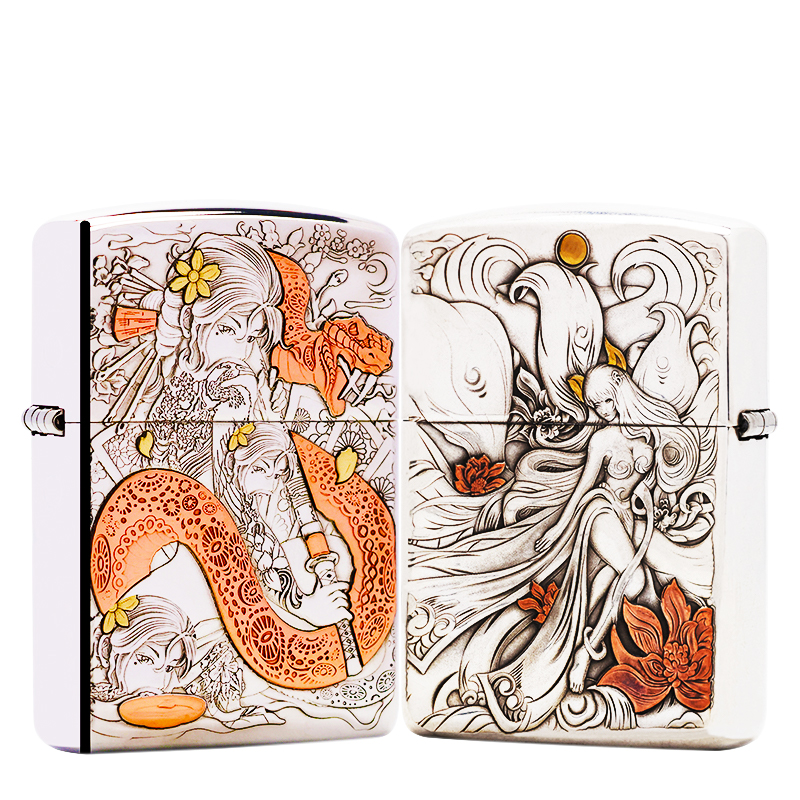 ZIPPO/之宝打火机S925银盔甲【蛇女+一代九尾】正品煤油机DYJ1