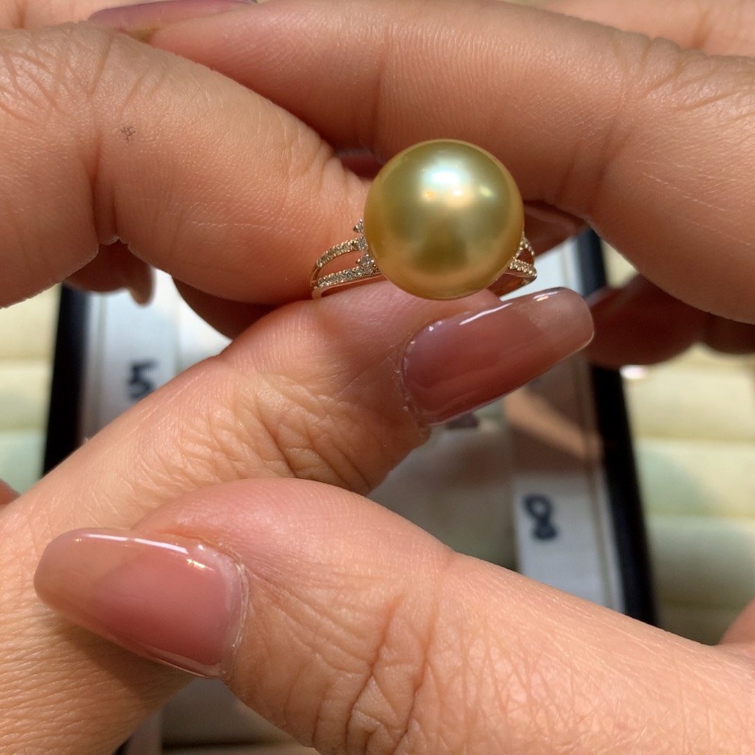海水珍珠戒指14K金镶嵌