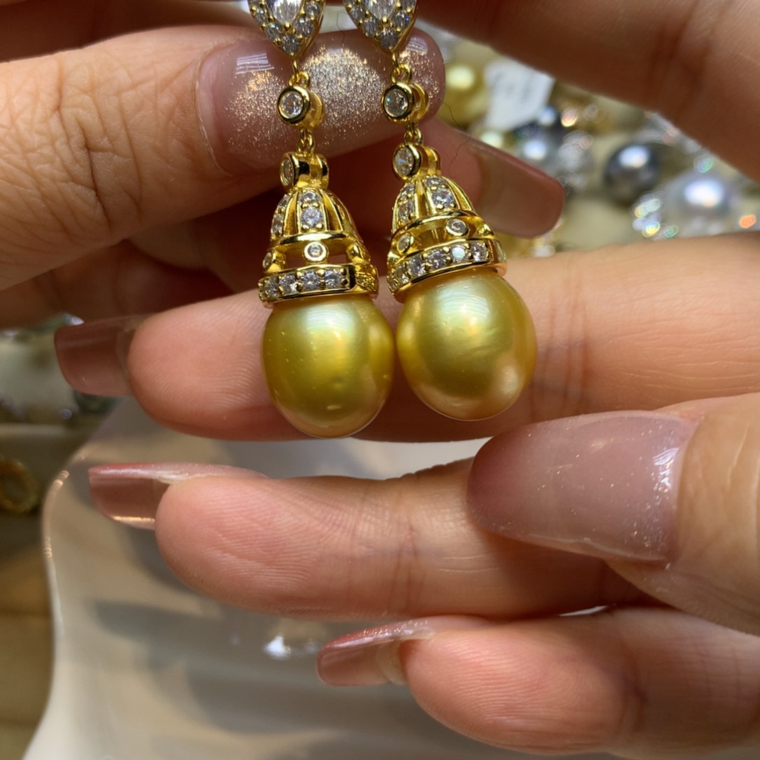 银S925镶嵌耳饰海水珍珠