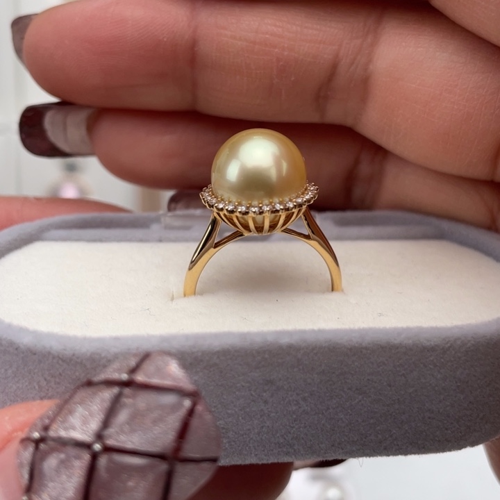 海水珍珠戒圈18K金镶嵌