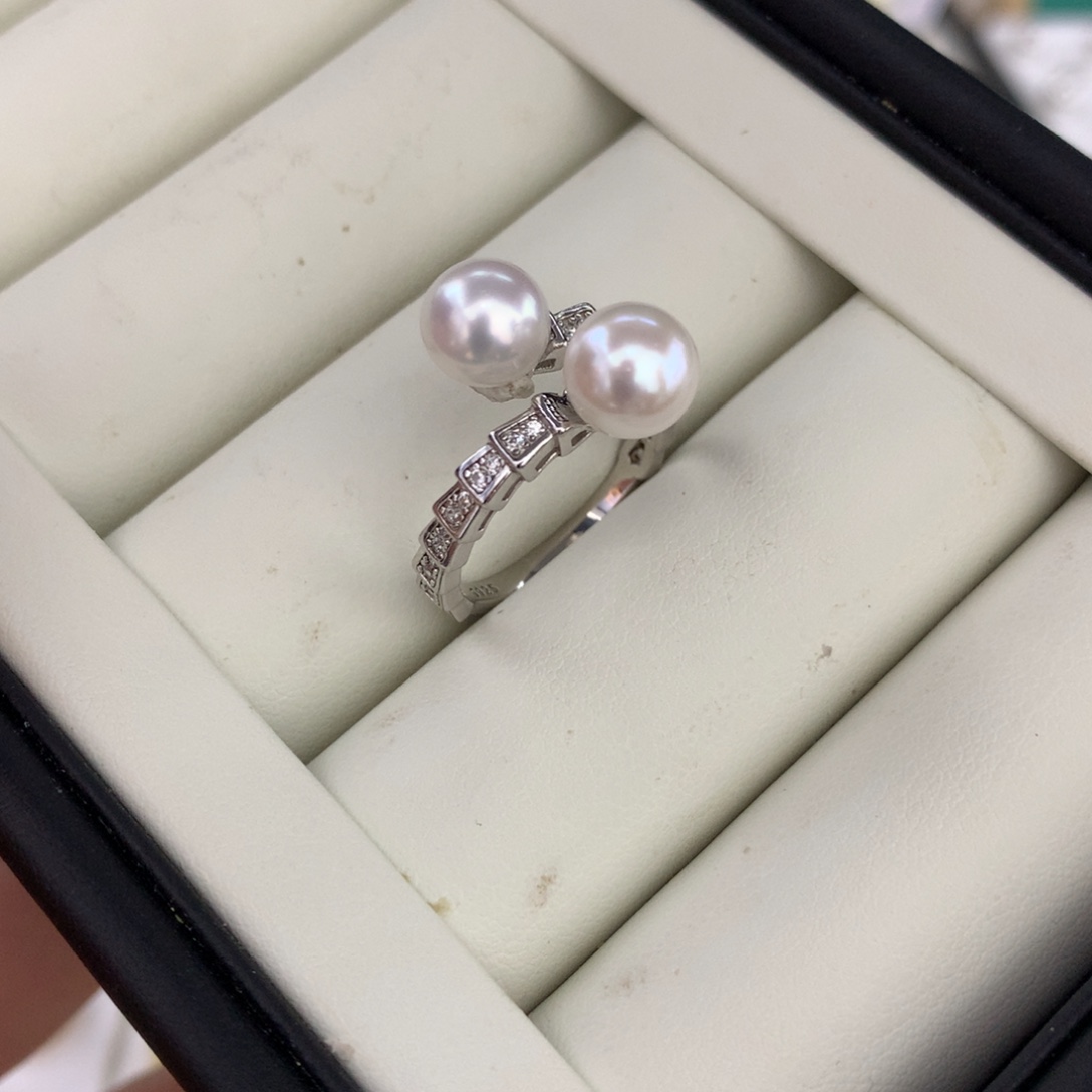 银S925镶嵌海水珍珠珍珠7.5mmakoya成品戒指