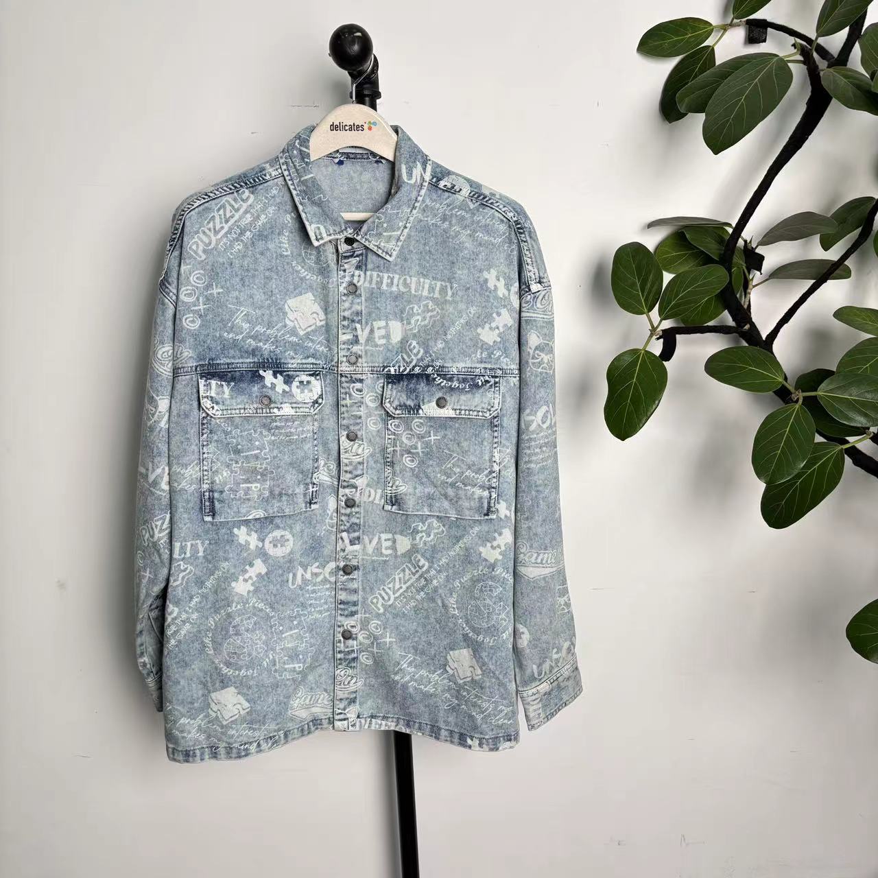 G-14 （微瑕，介意勿拍）25新款潮牌满印翻领牛仔外套 64776