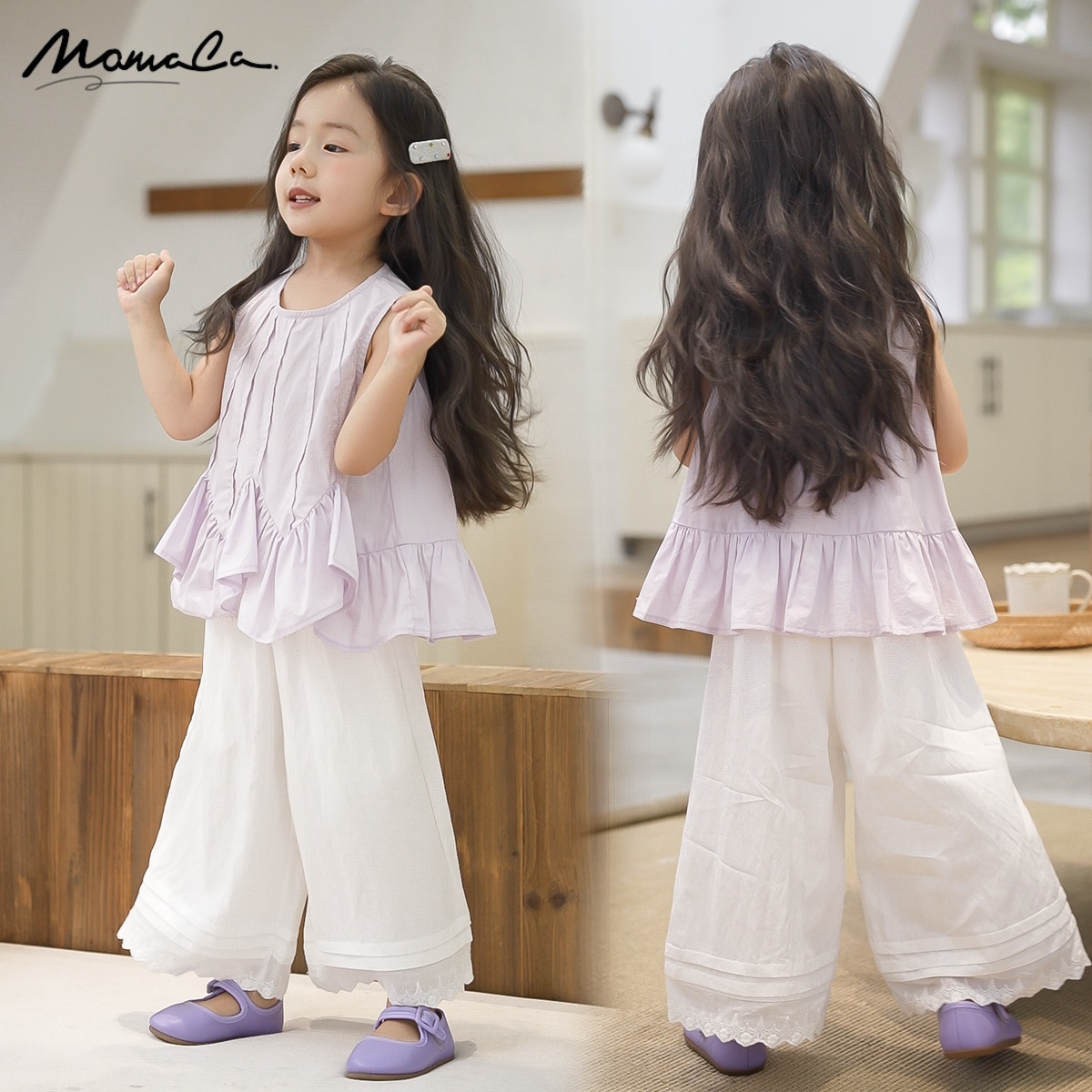 MOMOCO新款夏季女宝休闲风薄款泡泡袖套头无袖上衣77620236007