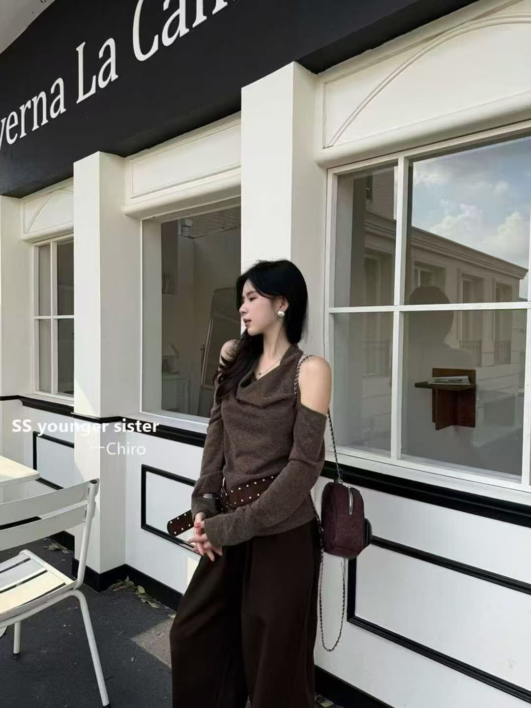 百搭毛针织衫针织秋季上衣荡领修身套头款长袖显瘦