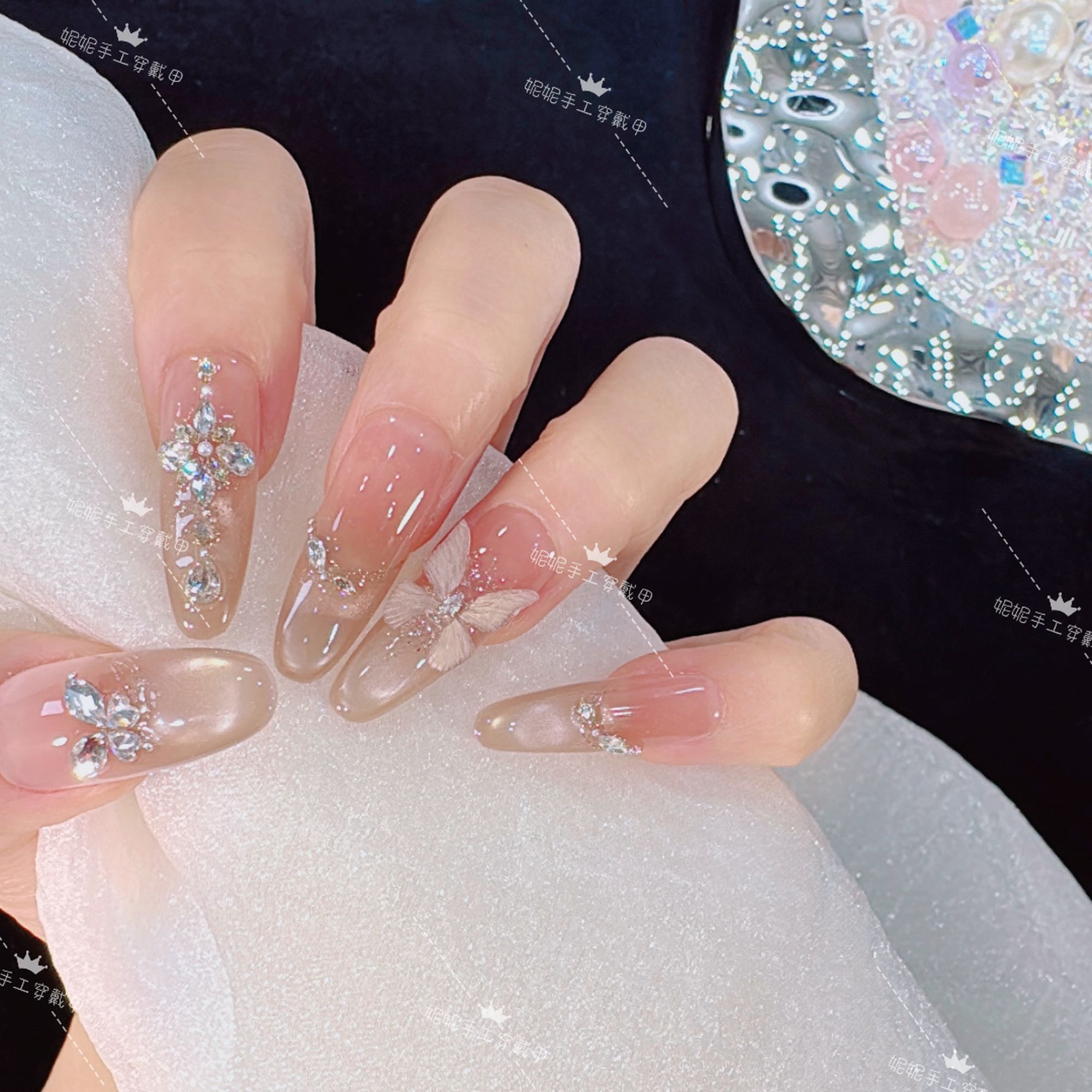 【暮光金蝶】手工美甲-可重复佩戴-掉钻包补-10片