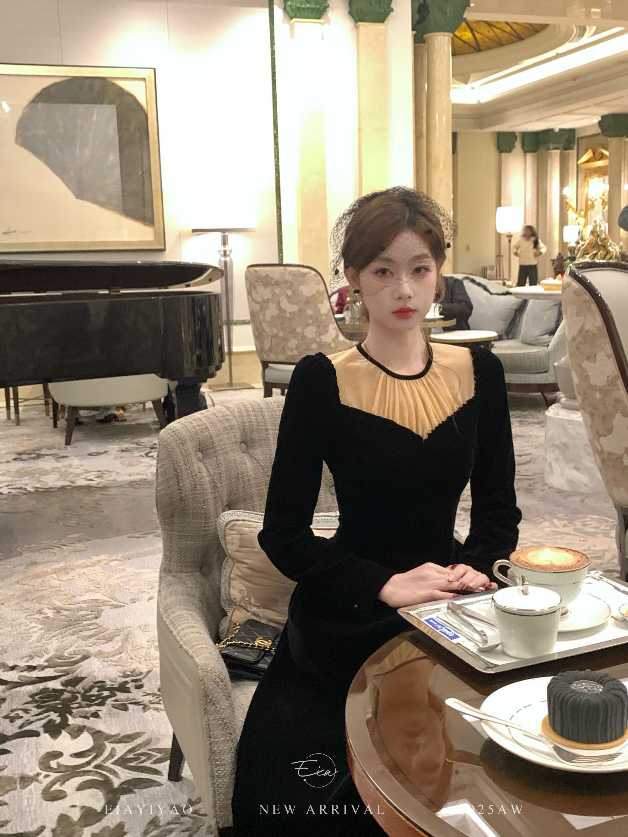 EIA一尧【奥黛丽小姐】气质高级千金感赫本连衣裙法式氛围收腰长裙