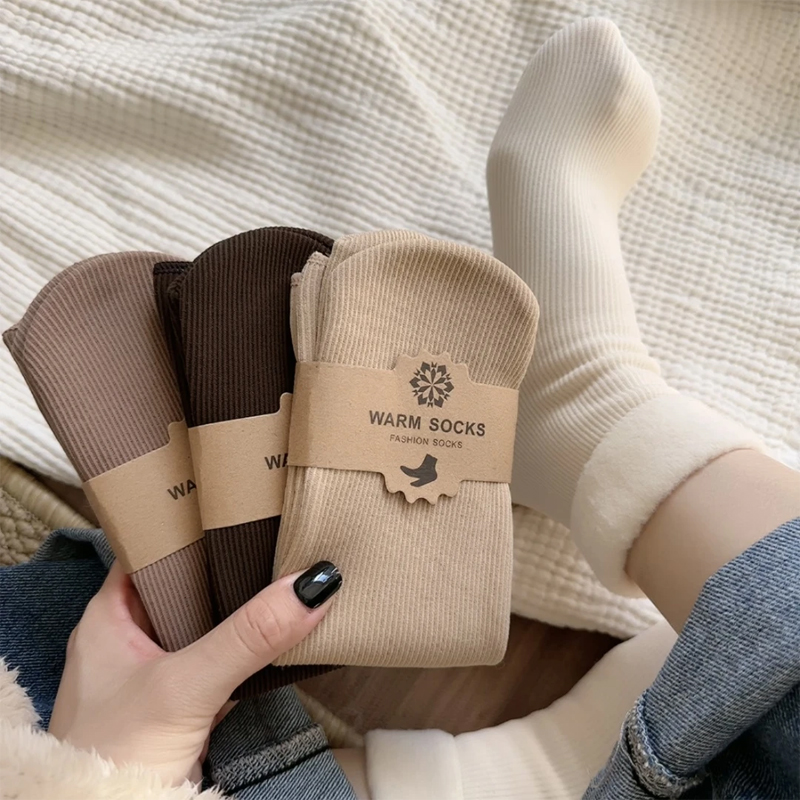【加绒保暖】爆款雪地袜加绒加厚男女中筒保暖神器睡眠冬天长筒袜