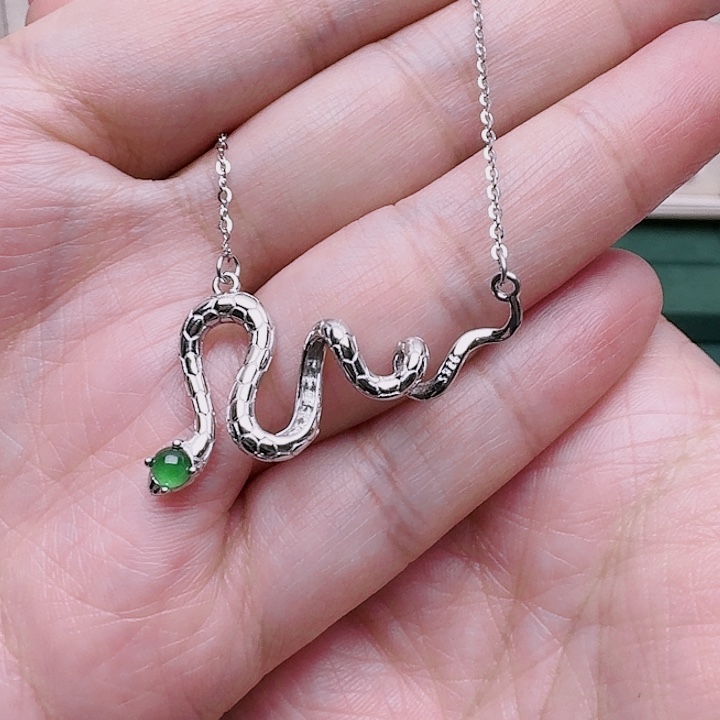 翡翠耳饰银S925镶嵌吊坠308