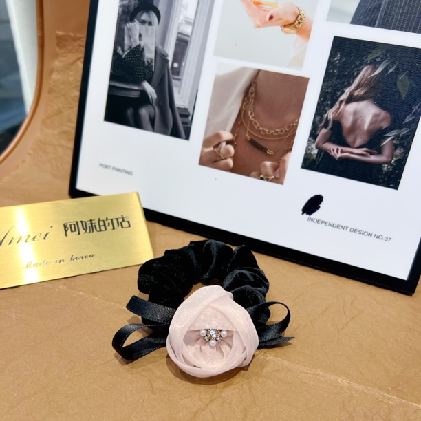 新款大肠发圈珍珠头绳蝴蝶结甜美少女头饰皮筋原创设计扎头发发绳