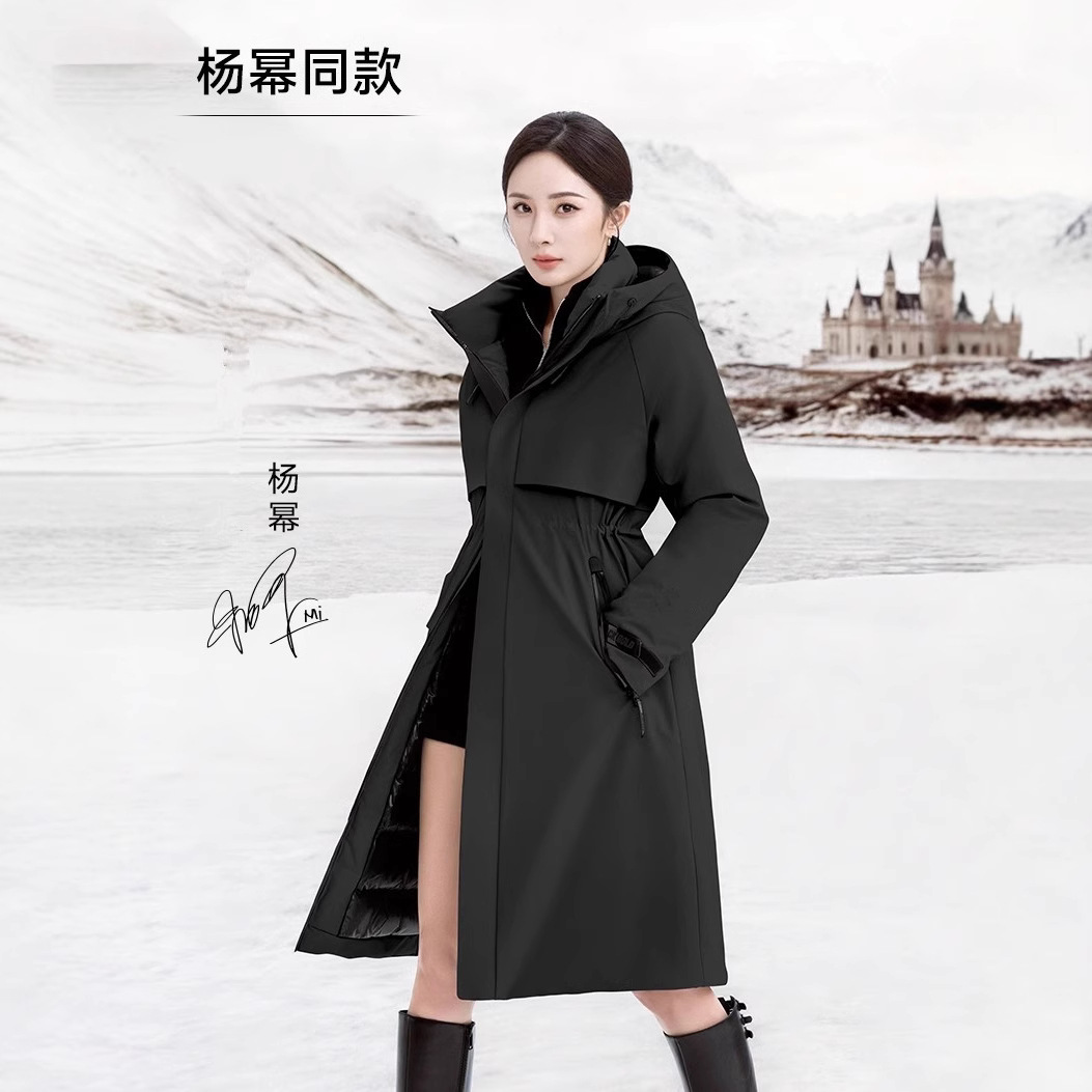 【黑金鹅绒服羽绒服】4.0鹅绒服女士2025冬新款长款工装白鹅绒连帽