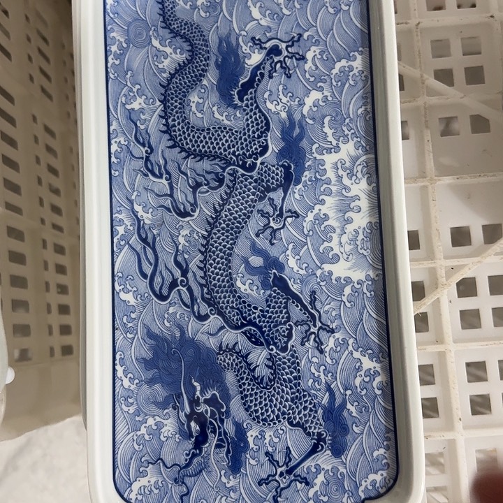 摆件青花海水龙干泡台