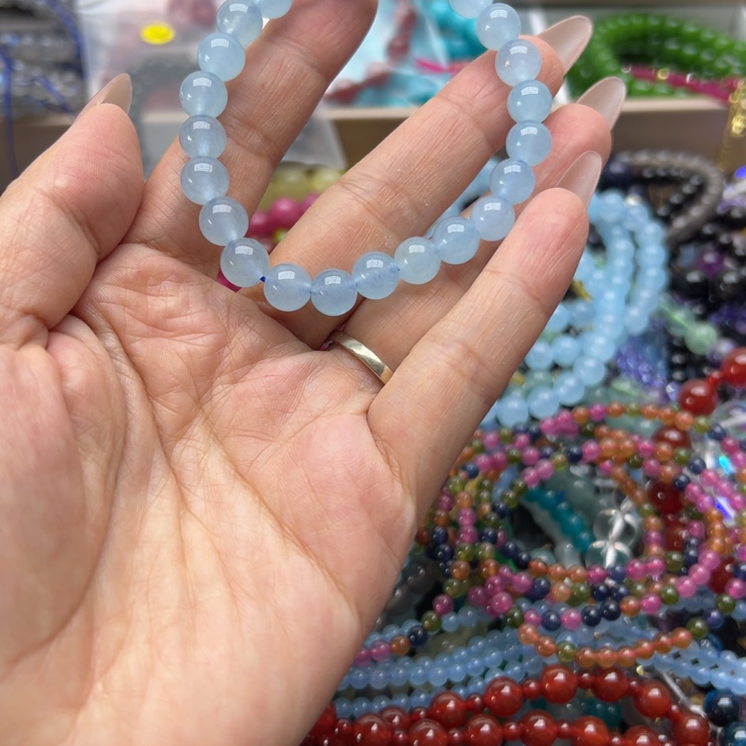 烟晶手链未镶嵌海蓝宝8