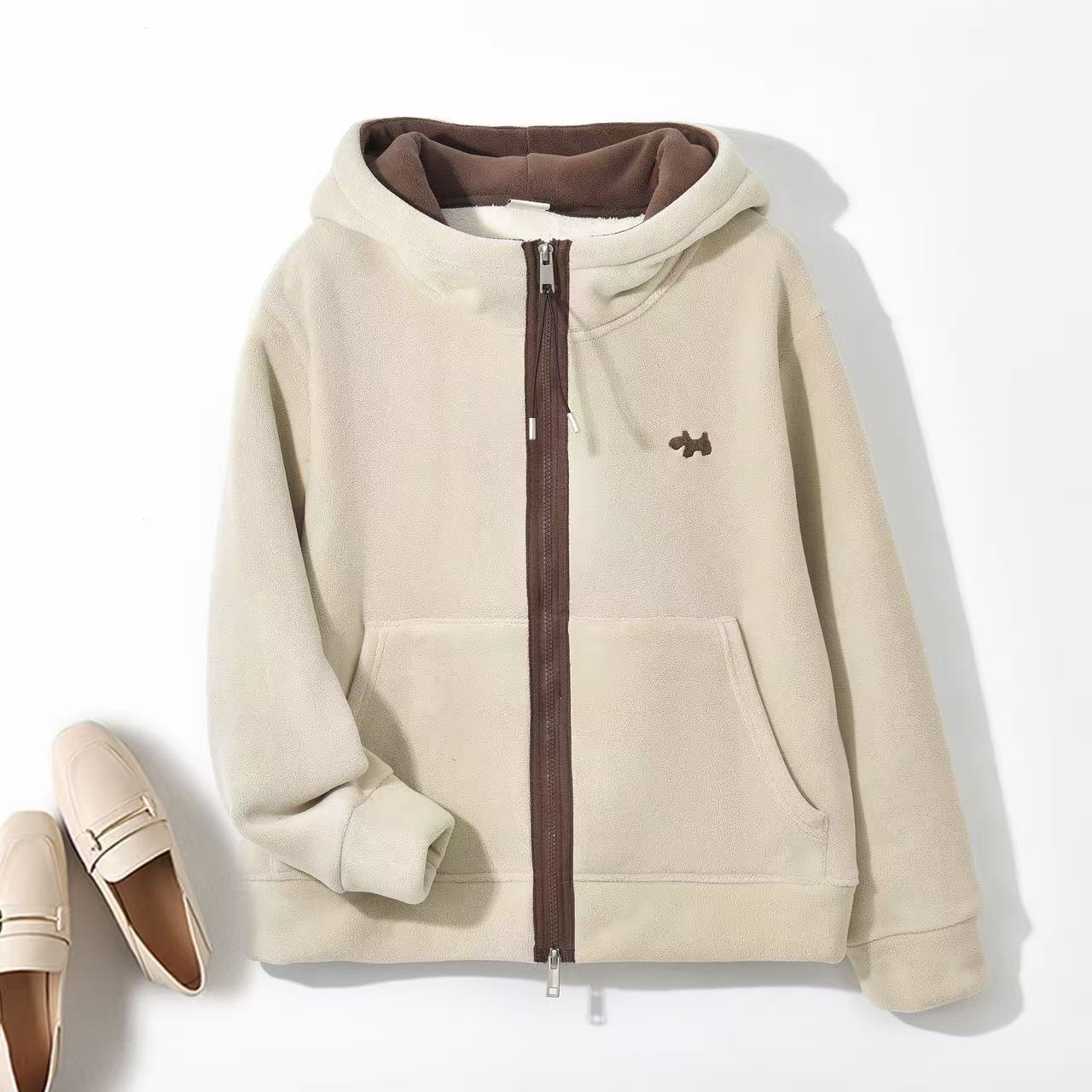 JDD-[保暖百搭]2025冬季加绒拼接时尚减龄加厚外套K-MF7126