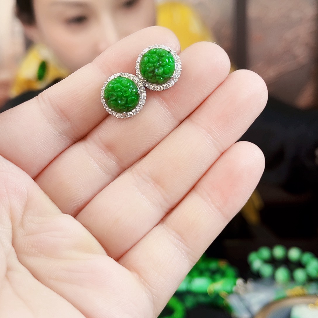 翡翠银S925镶嵌颈饰耳饰