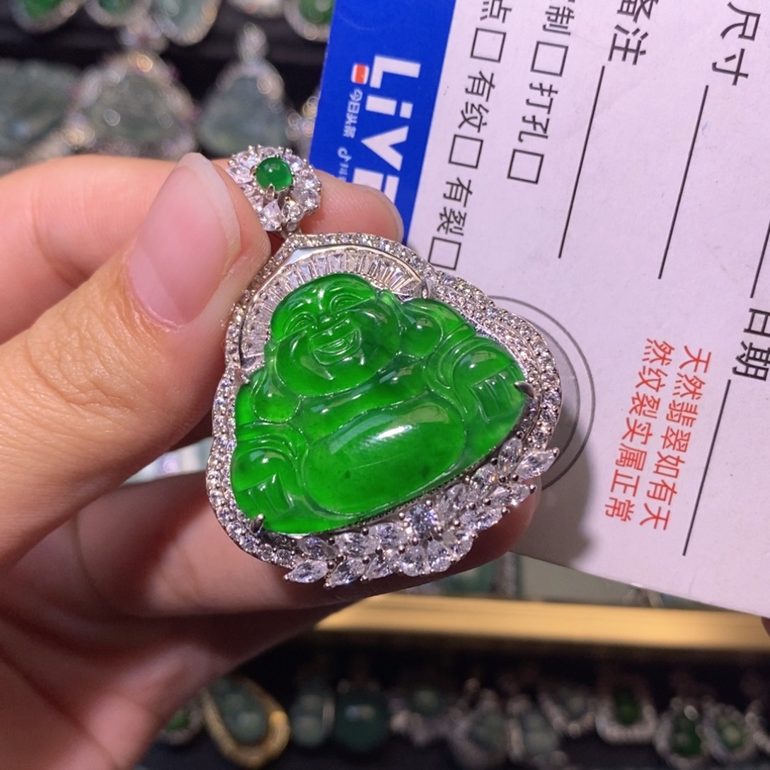 翡翠银S925镶嵌颈饰天然