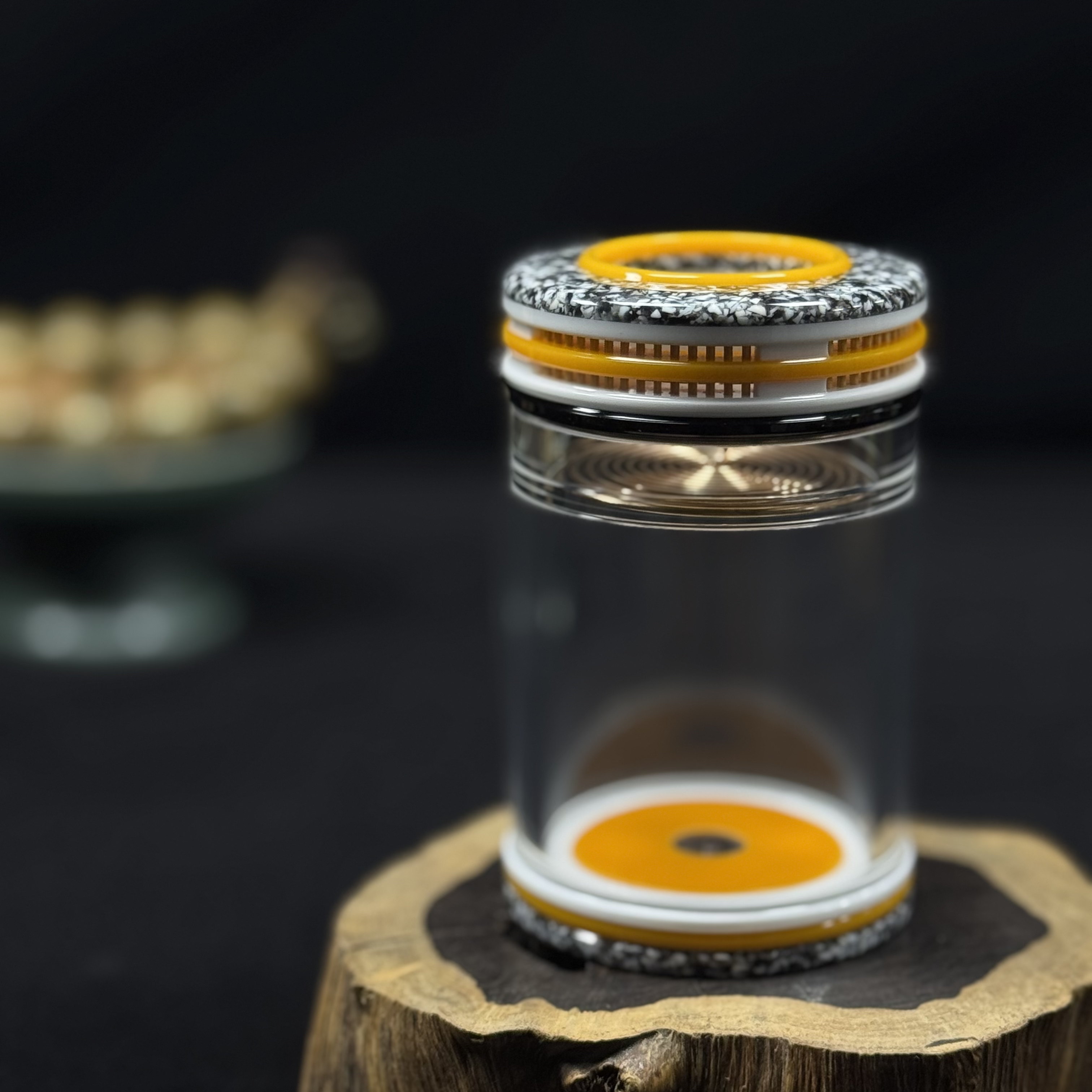 天津谭2025新品双星底标黑青花双竹窗独眼蝈蝈罐 直径60 高度100