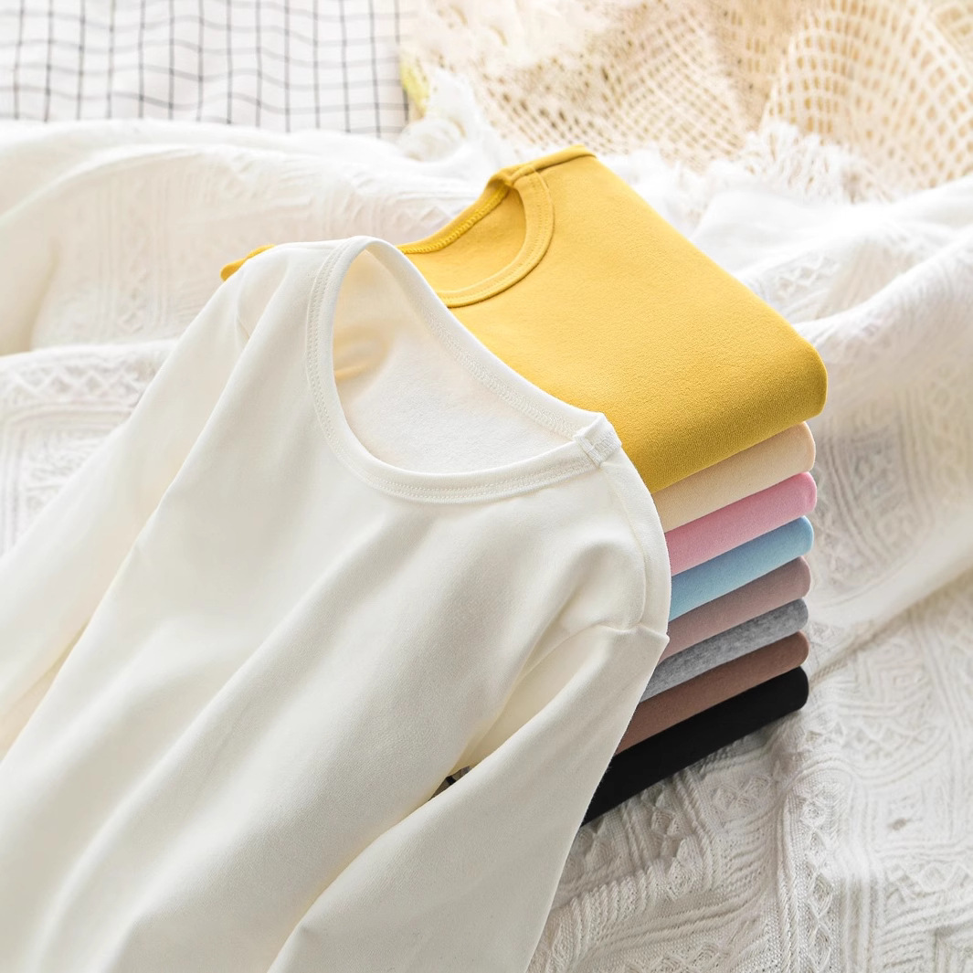 纯棉打底衣秋装宝宝内搭圆领低领T恤女童隐形内衣秋衣男童冬