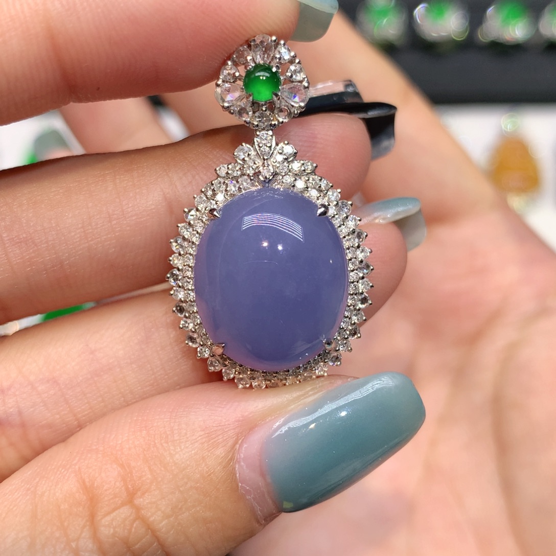 翡翠18K金镶嵌吊坠(不含链)