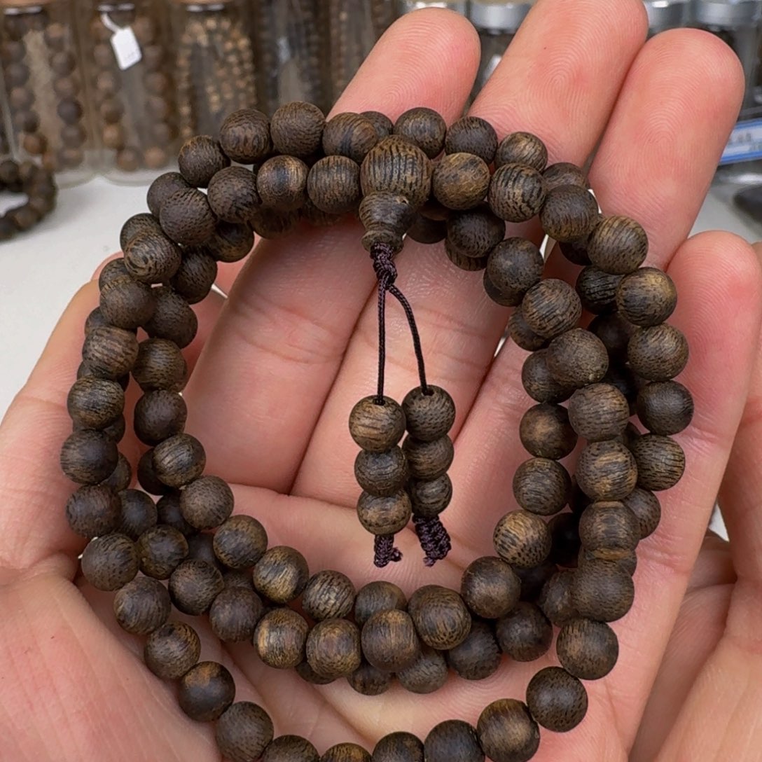 沉香手串棋楠沉香乌身九九沉圆珠卡6+保15克