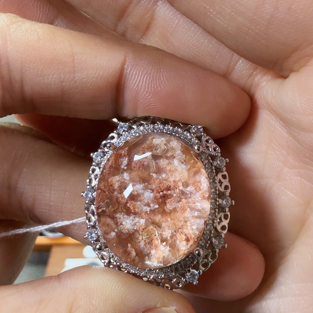 H***.银S925镶嵌水晶珠宝半成品