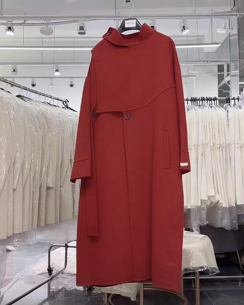 【意法•羊毛大衣】 NN2385秋冬网红轻奢毛呢外套大衣女装长款