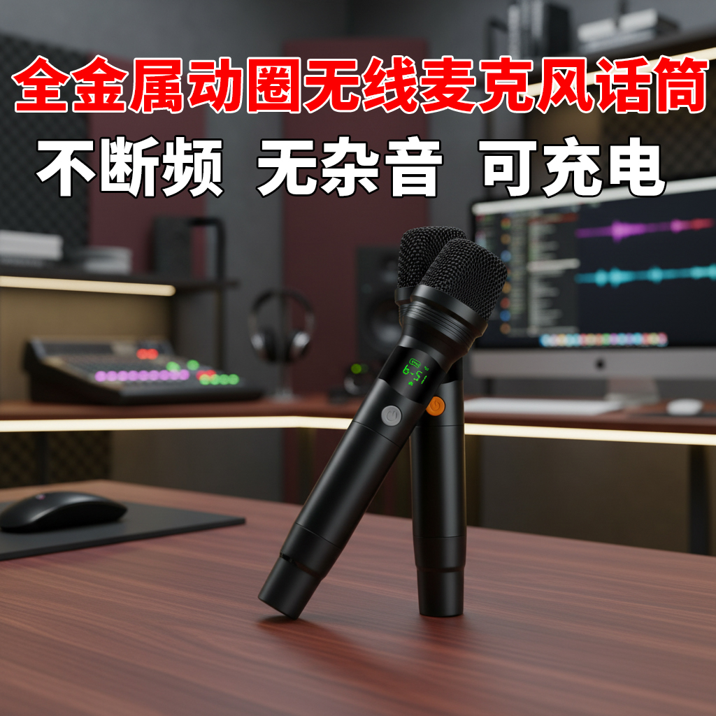热卖爆款-全金属语音麦克风-无线家用ktv专用k歌麦克风-充电话筒