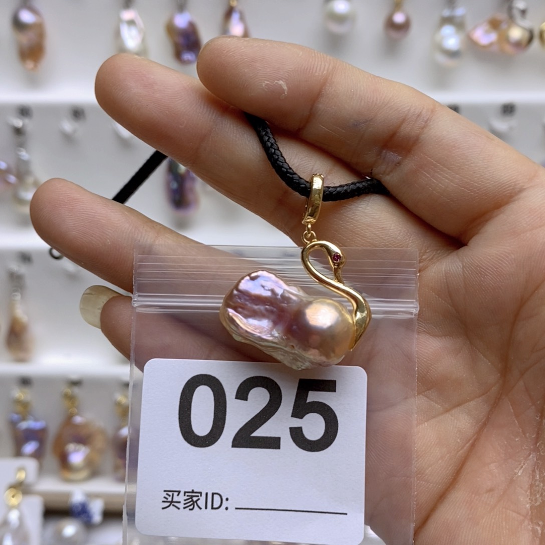 淡水珍珠颈饰银S925镶嵌25