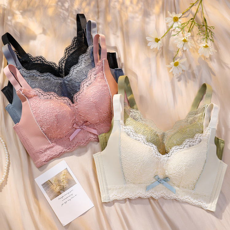 暮色云朵内衣小胸聚拢收副乳防下垂无钢圈蕾丝上托调整型文胸