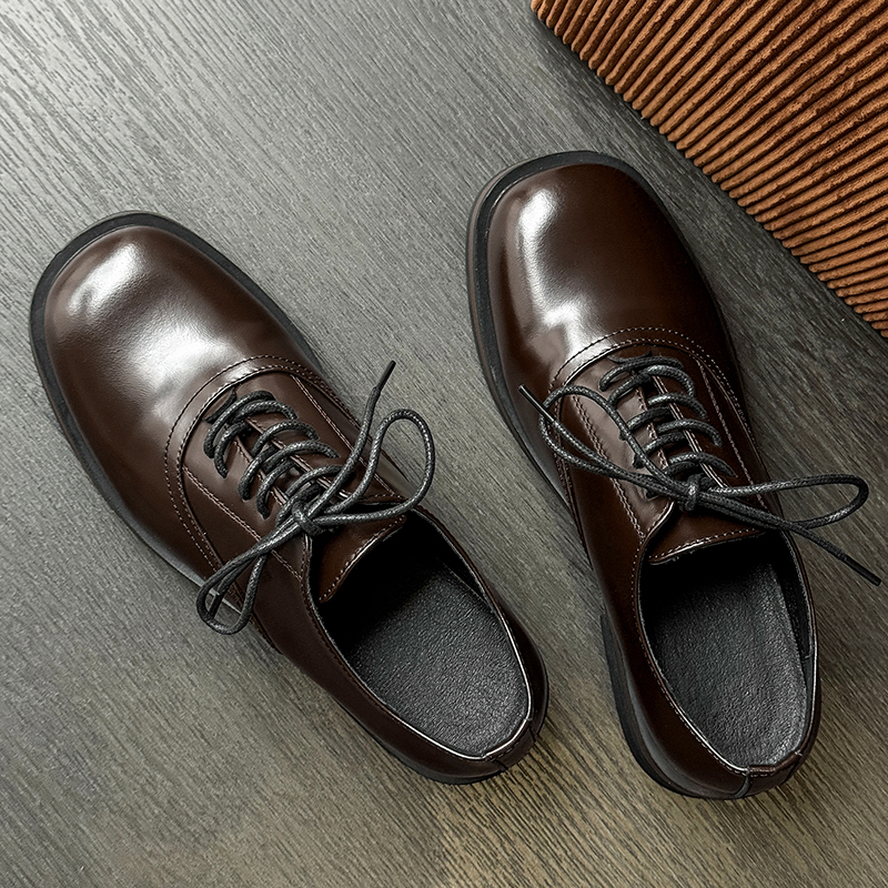 Cleanfit德比鞋男士休闲方头皮鞋厚底复古秋季新款百搭英伦潮鞋