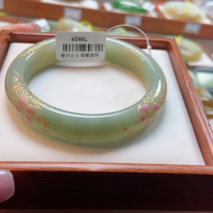 【闪购商品】和田玉手镯未镶嵌豆****爱55.1