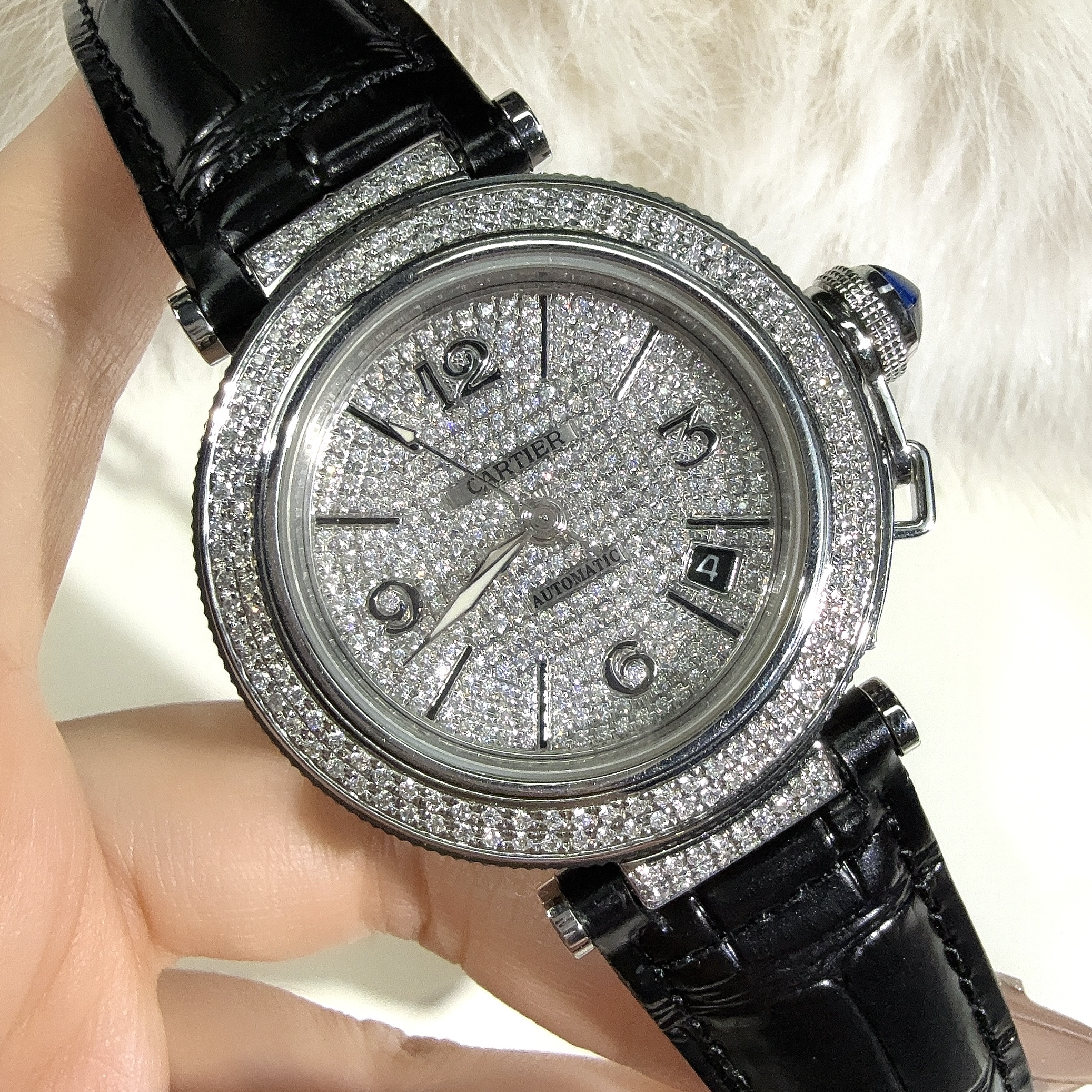 99新 Cartier/卡地亚 帕莎系列 表径40mm 自动机械腕表 后镶钻