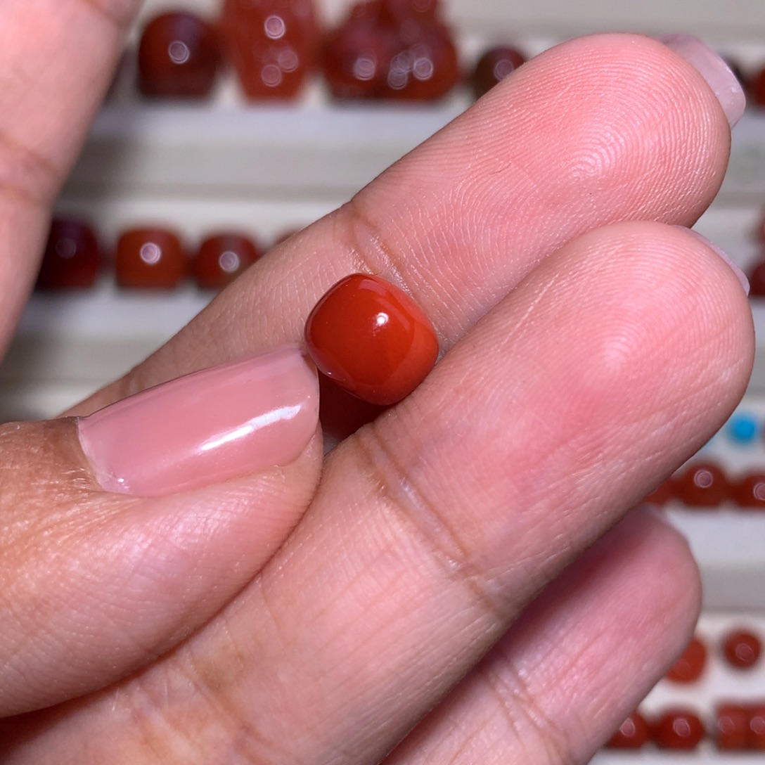 x***O南红玛瑙未镶嵌老型8.2×7.2柿子锦红 微纹