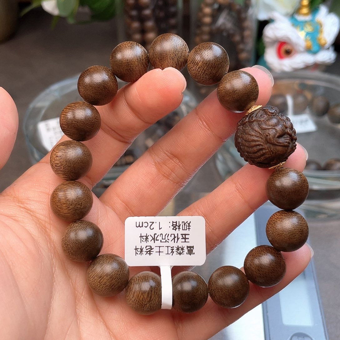 手串沉香越南富森红土玉化沉水1.2