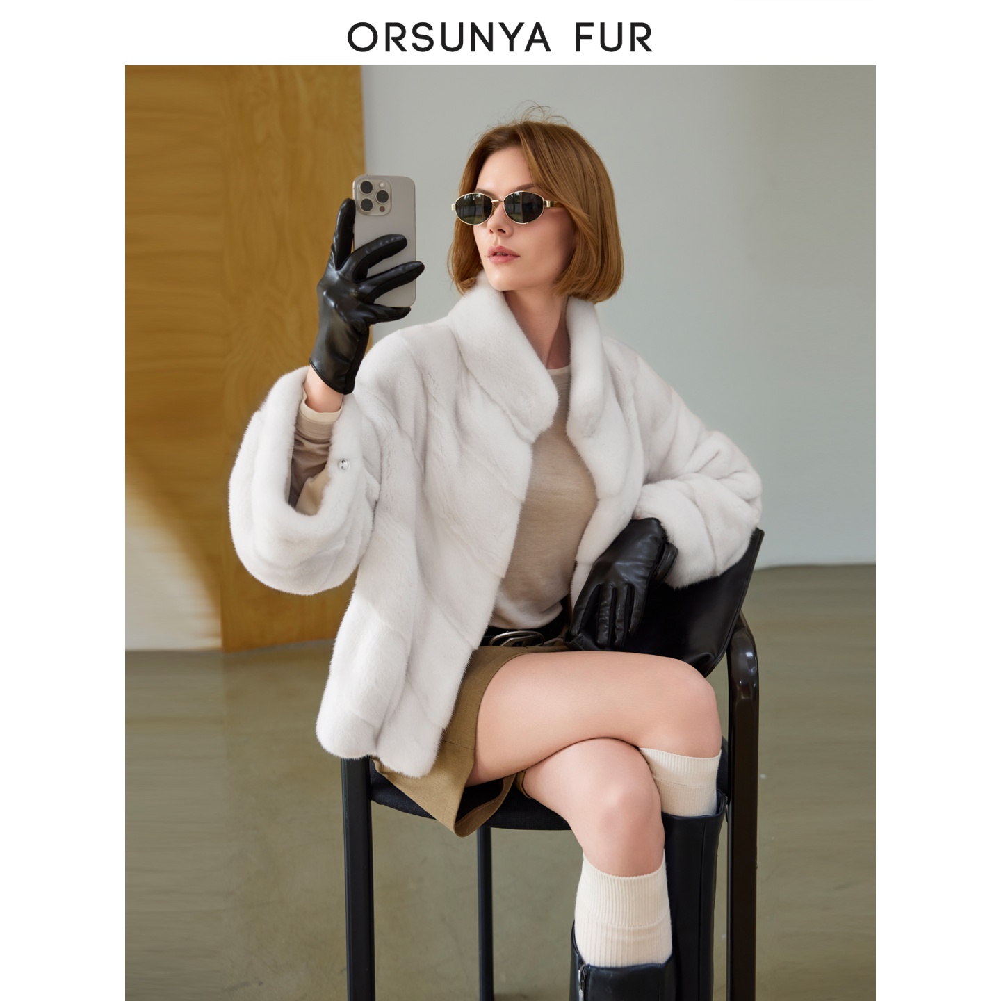 “千金小斗篷”进口天鹅绒水貂皮草女整貂立领短款年轻貂皮ZD83Y025