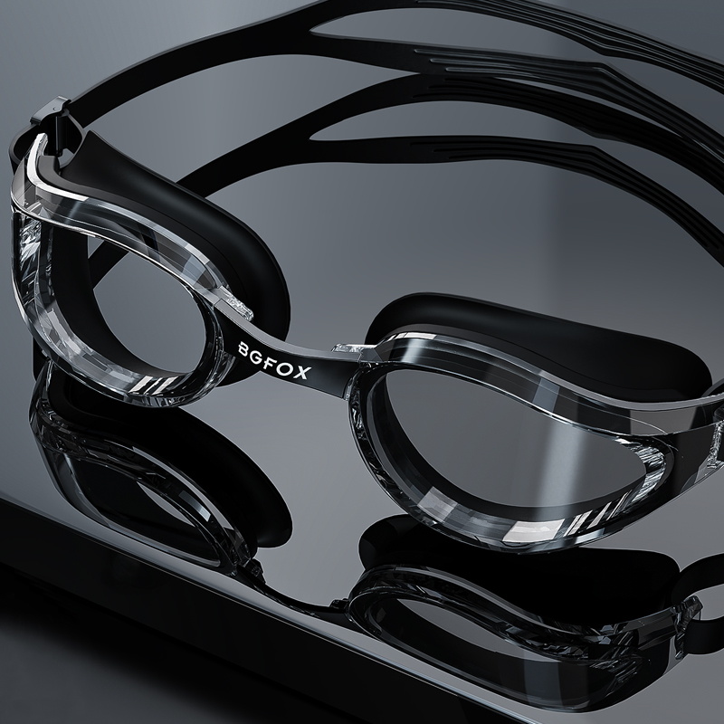 近视泳镜带度数不一样中大框高清防水防雾男女款游泳眼镜泳帽套装