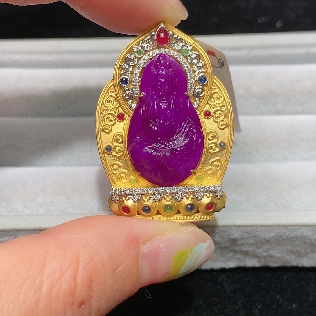 苏纪石（舒俱来）18K金镶嵌吊坠(不含链)