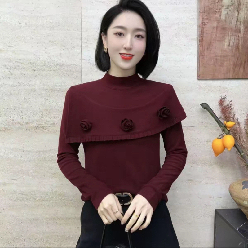 2025年冬季新款百搭洋气设计款简约显瘦半高领长袖打底衫09