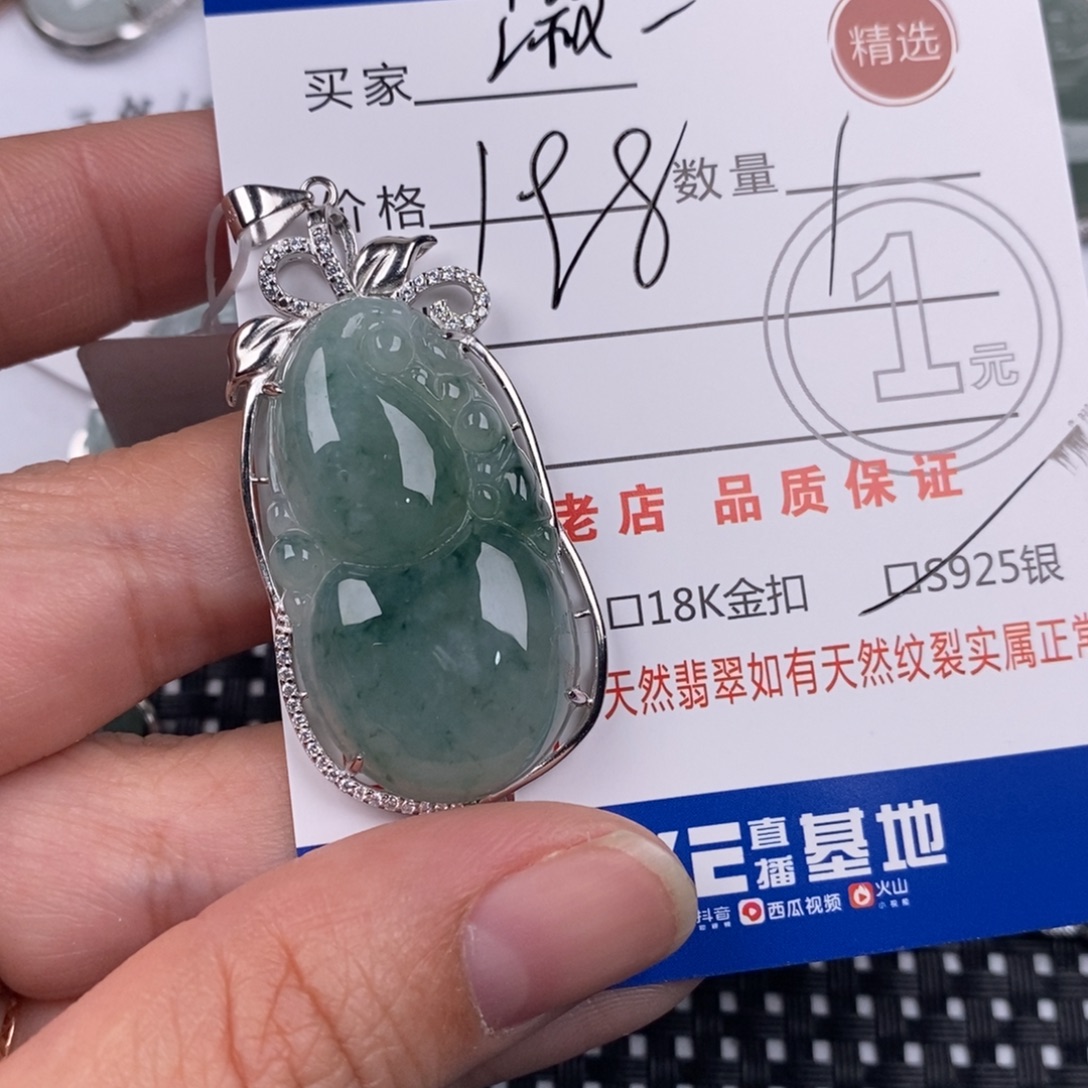 啊***淑翡翠银S925镶嵌颈饰