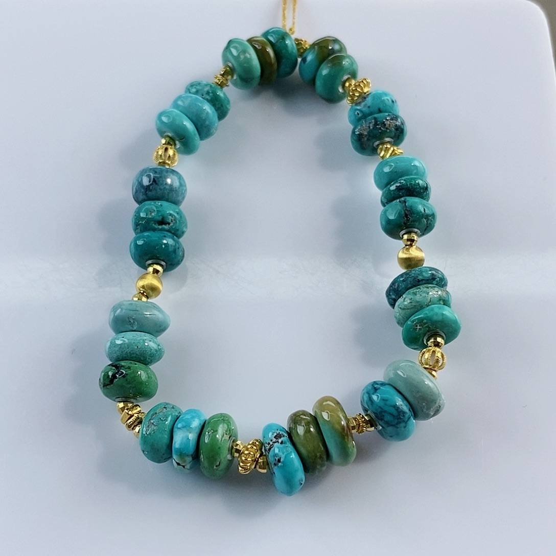 绿松石珠宝奇石18K金镶嵌